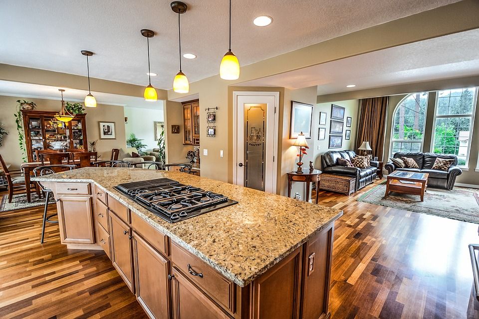 Kitchen remodel with island and pendant lights