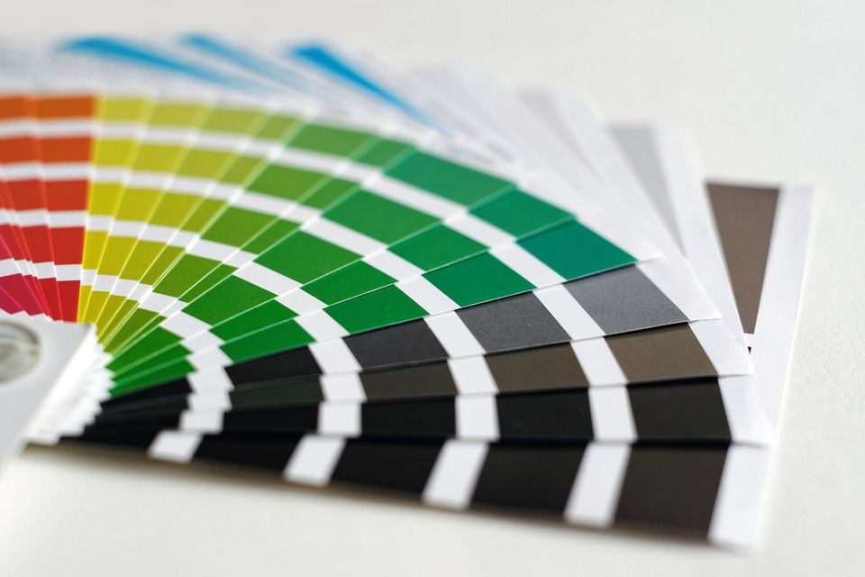 Fan of paint color swatches